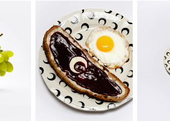 Marine Serre signe une capsule upcyclée avec Gien et fait entrer sa lune iconique à table