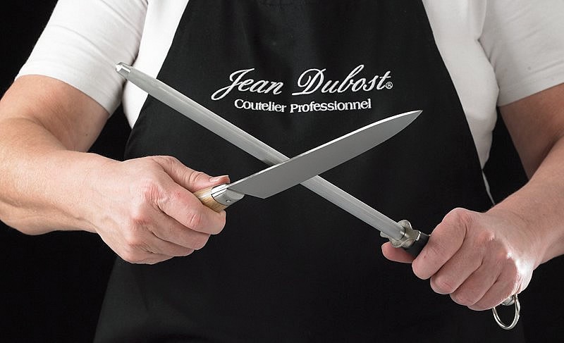 Acier à Aiguiser Professionnel 38 Cm (15") - Tige En Acier Au Carbone, Manche En Chêne Blanc - Pour Entretien Couteaux De Cuisine