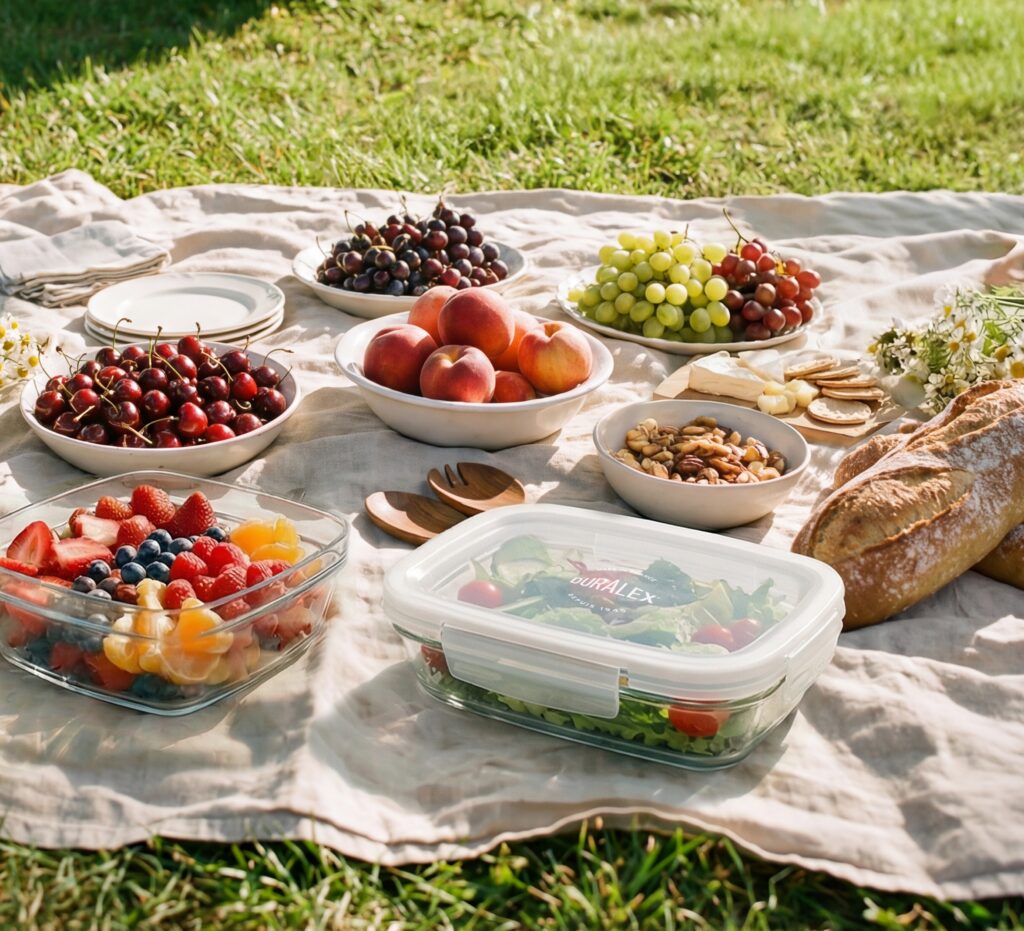 Duralex - Freshbox - Boite de conservation 0,8L à ailettes couvercle blanc Pic nique