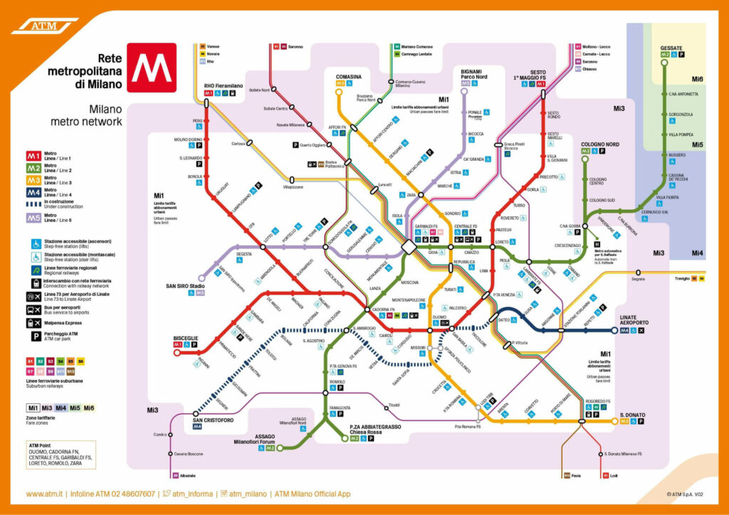 Plan de metro de Milan